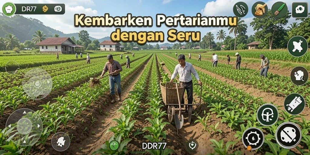 Tangkapan layar dari gameplay <strong>IDR77</strong> yang penuh warna dan kehidupan pertanian.