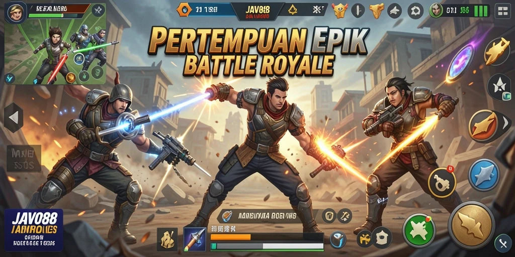 Tangkapan layar gameplay seru dalam pertempuran Battle Royale.