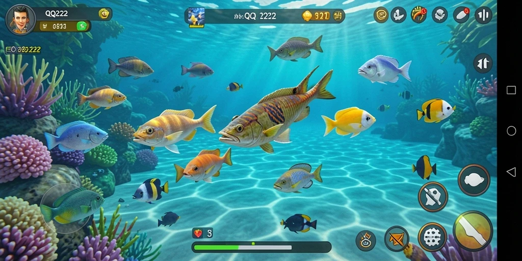 Tampilan gameplay QQ222 yang menarik dengan aksi menembak ikan.