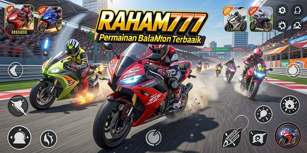 Tangkapan layar utama RAHAM777 memperlihatkan aksi balap motor yang mendebarkan.