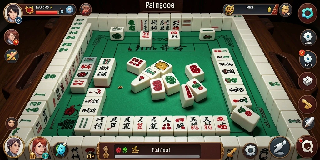 Screenshot gameplay utama RP8 menampilkan aksi seru permainan Mahjong.
