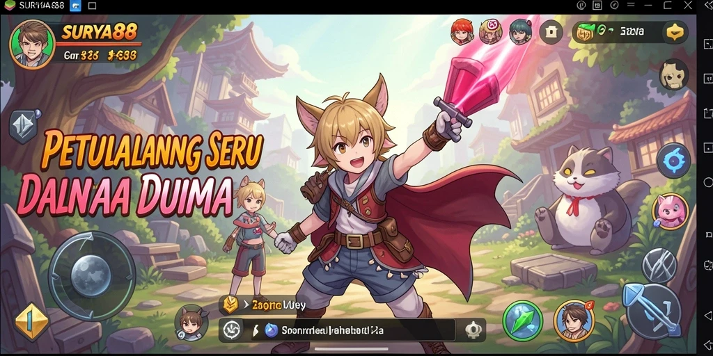 Tangkapan layar SURYA88 menampilkan karakter anime dalam aksi seru.